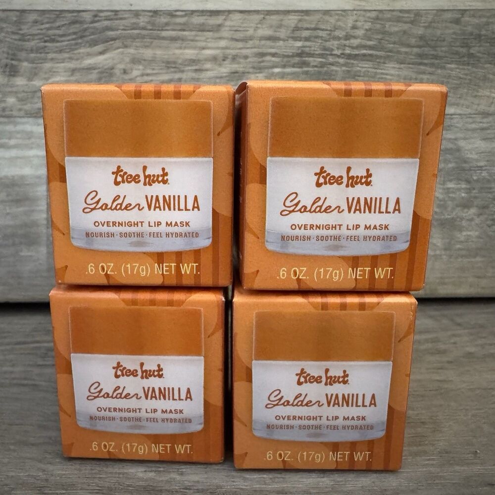 Tree Hut Golden Vanilla Overnight Lip Mask .6oz Lot of 4 New